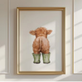 Affiche de vache en bottes vert sauge Décoration d