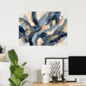Affiche de vague abstraite crème bleue (Bureau à domicile)
