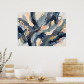 Affiche de vague abstraite crème bleue (Cuisine)