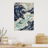 Affiche de vague japonaise bleue (Cuisine)