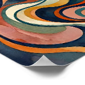 Affiche de vagues à l'aquarelle abstraite Ondes fl (Coin)