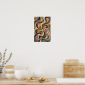 Affiche de vagues à l'aquarelle abstraite Ondes fl (Cuisine)