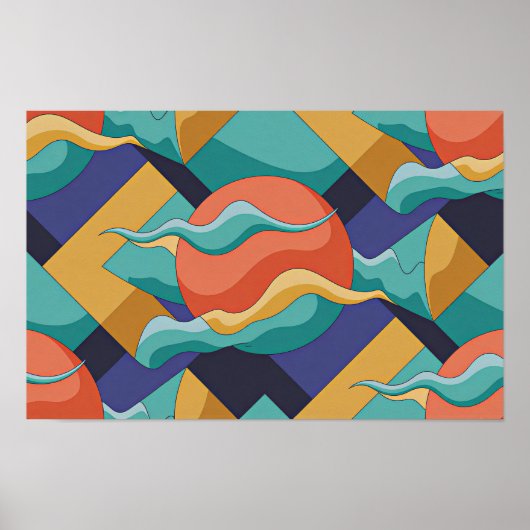 Affiche de vagues géométriques abstraites (Devant)