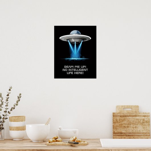 Affiche de vaisseau spatial UFO de texte personnal (Cuisine)