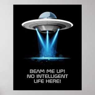 Affiche de vaisseau spatial UFO de texte personnal