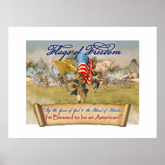 Affiche de valeur "3 drapeaux de la liberté" (Devant)