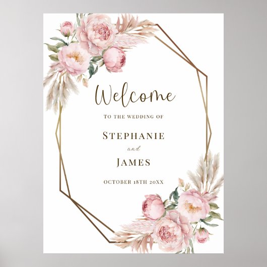 Affiche de valeur Mariage rose bienvenue (Devant)
