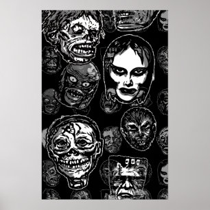 Affiche de variantes de masques de monstres – Horr