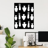 Affiche de vases et pots grecs antiques blancs fun (Bureau à domicile)