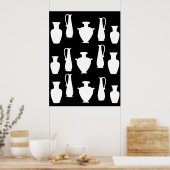 Affiche de vases et pots grecs antiques blancs fun (Cuisine)