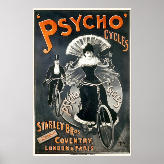 Affiche de vélo Psycho Cycles (Devant)