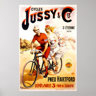 Affiche de vélo tandem Cycles Jussy
