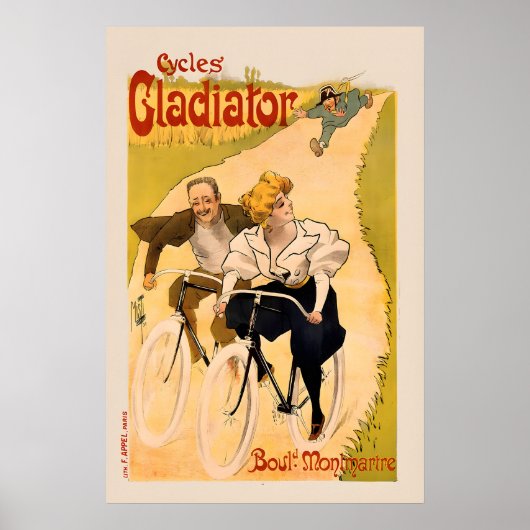 Affiche de vélo vintage Cycles Gladiator (Devant)