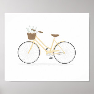 Affiche de vélo vintage jaune avec panier