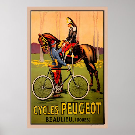 Affiche de vélo vintage Peugeot (Devant)