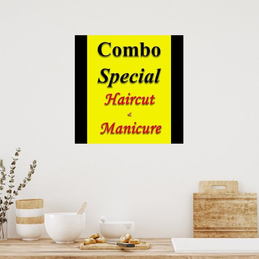 Affiche de vente Combo Manucure et coupe de cheveu (Cuisine)