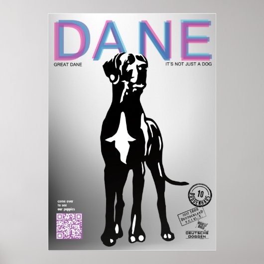 Affiche de vente de chiot Dogue Allemand (Devant)