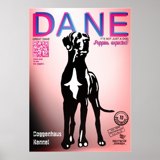 Affiche de vente de chiot Great Dane spécial (Devant)
