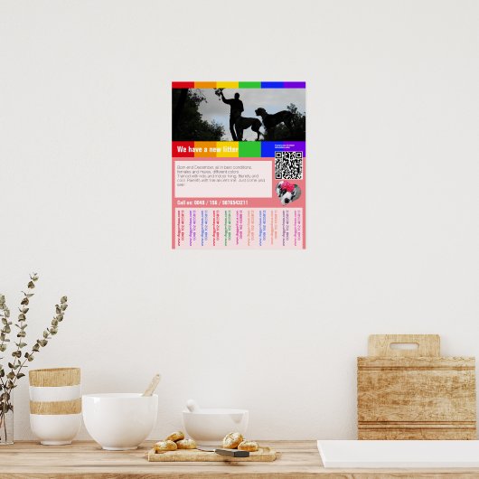 Affiche de vente de chiots avec code QR (Cuisine)