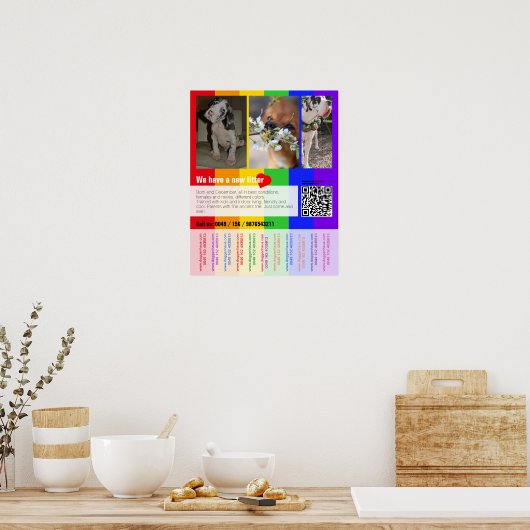 Affiche de vente de chiots avec QR code (Cuisine)