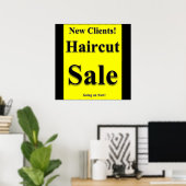 Affiche de vente de coupe de cheveux pour nouveaux (Bureau à domicile)