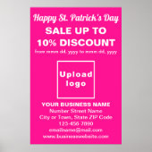 Affiche de vente pour la Saint-Patrick en rose pou (Devant)