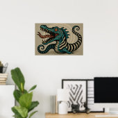 Affiche de ver de sable de tatouage rétro (Bureau à domicile)