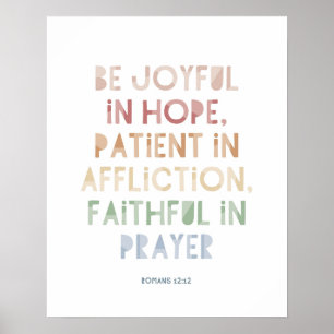 Affiche de verset biblique Romains 12:12 Soyez Joy