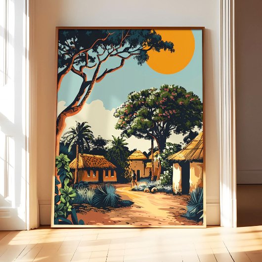 Affiche de village africain Impression d'art, Vint