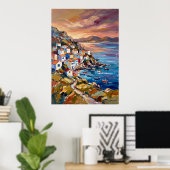 Affiche de village côtier d'île grecque (Bureau à domicile)