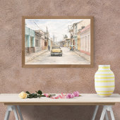 Affiche de ville coloniale colorée pour encadremen