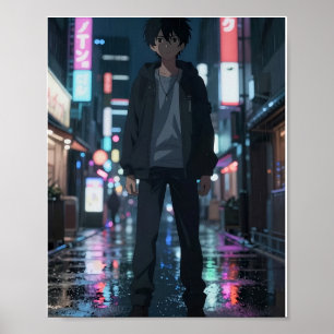 Affiche de ville néon animée cinématique