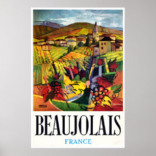 Affiche de vins français de Beaujolais Art France 