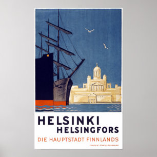 Affiche de Vintage voyage de Helsinki reconstituée