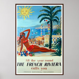Affiche de Vintage voyage de la Côte d'Azur