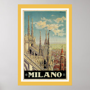Affiche de Vintage voyage de Milan Italie
