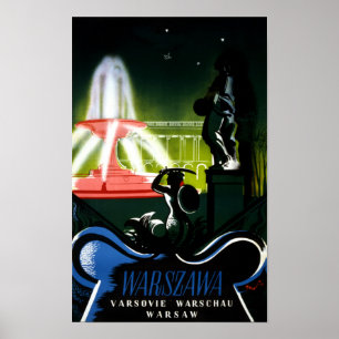 Affiche de Vintage voyage de Varsovie Pologne