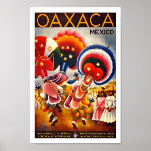 Affiche de Vintage voyage d'Oaxaca Mexique