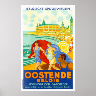 Affiche de Vintage voyage d'Oostende Belgique
