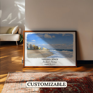 Affiche de Virginia Beach Virginie, Aquarelle, Sur