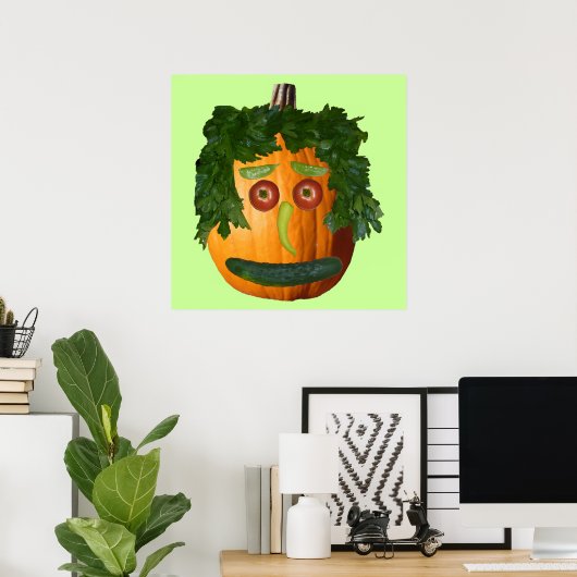 Affiche de visage de citrouille non coupée (Bureau à domicile)