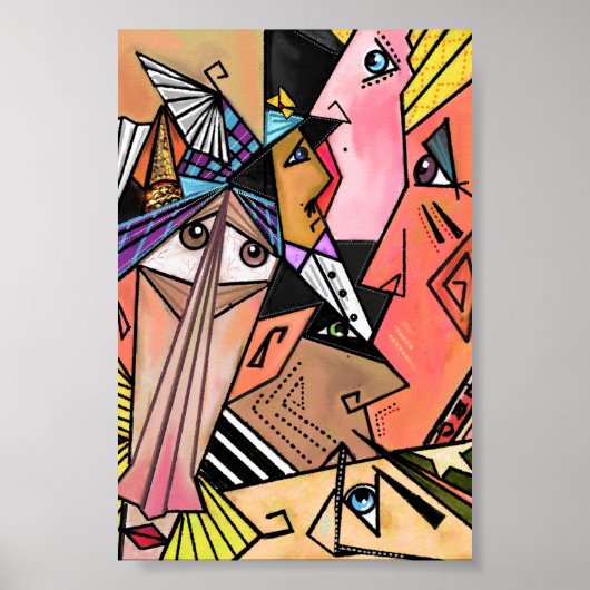 Affiche de visages abstraits Humeurs Cubisme Portr (Devant)