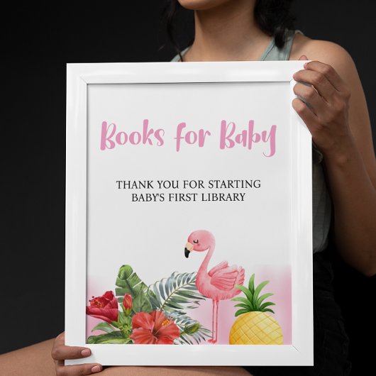 Affiche de vœux pour bébé Rose flamant tropical