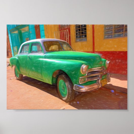 Affiche de voiture américaine classique à La Havan (Devant)