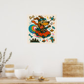 Affiche de voiture de conduite de chien spatial (Cuisine)