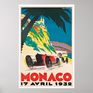 Affiche de voiture de course d'art de Monaco Sport