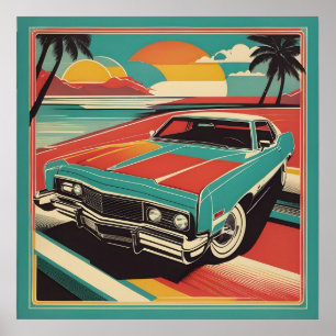 Affiche de voiture rétro vintage classique
