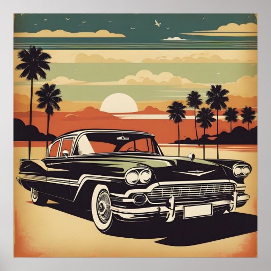 Affiche de voiture vintage rétro classique (Devant)