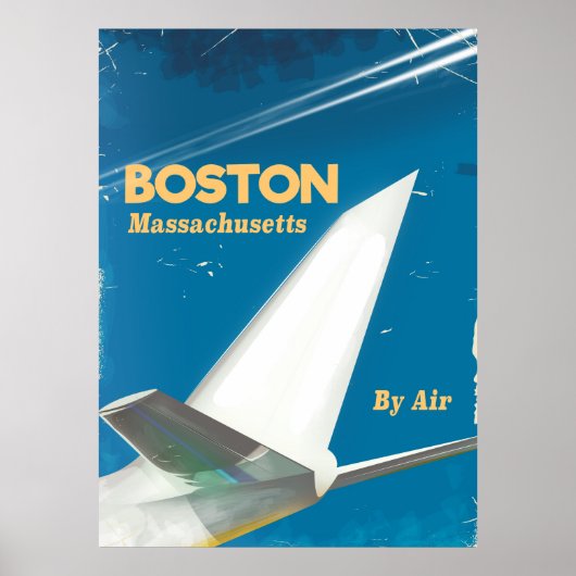Affiche de vol vintage de Boston Massachusetts (Devant)