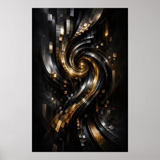 Affiche de vortex en spirale dorée (Devant)